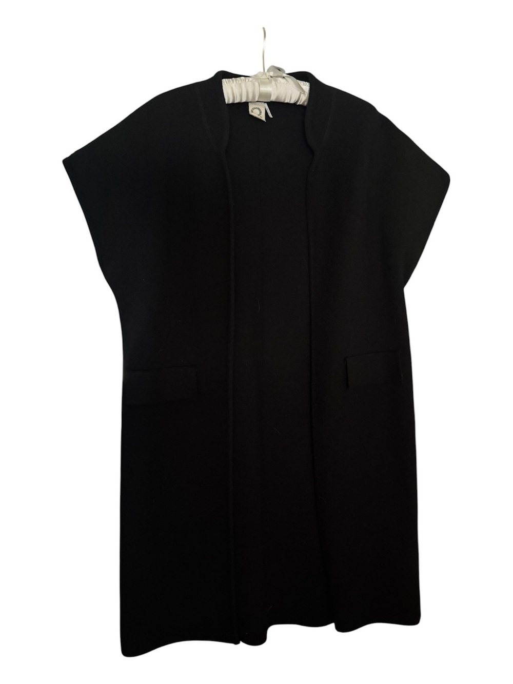 Akeni + Kin Open-Front Duster Sweater Black Vest, One Size